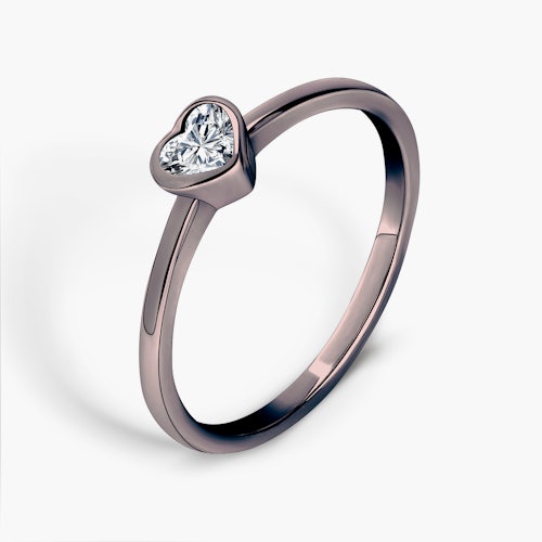 Pierścionek zaręczynowy Pure: czarne złoto, diament w szlifie serce